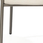 Beige and Gunmetal Boucle and Steel Dining Arm Chair