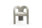 Dark Gray Boucle Partially Open Back Dining Arm Chair