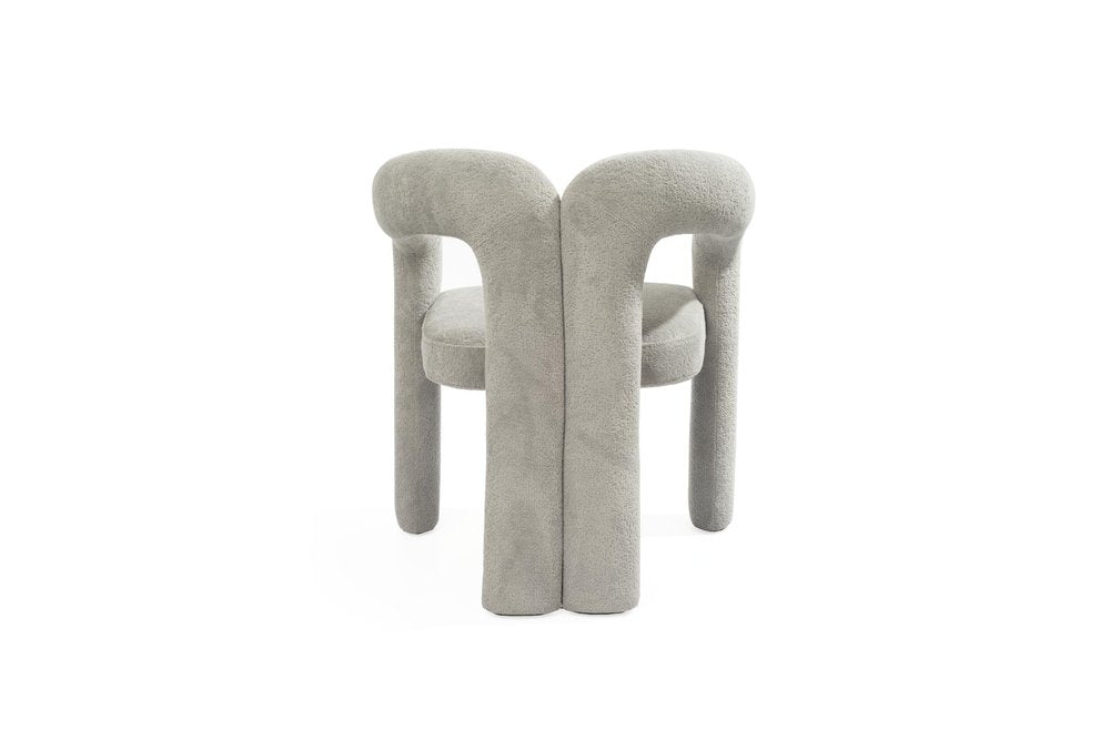 Dark Gray Boucle Partially Open Back Dining Arm Chair