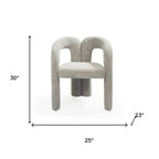 Dark Gray Boucle Partially Open Back Dining Arm Chair