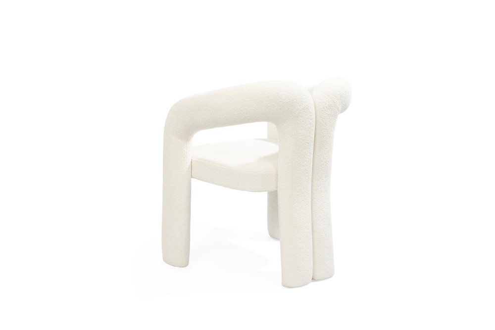 Dark Gray Boucle Partially Open Back Dining Arm Chair