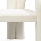 Dark Gray Boucle Partially Open Back Dining Arm Chair