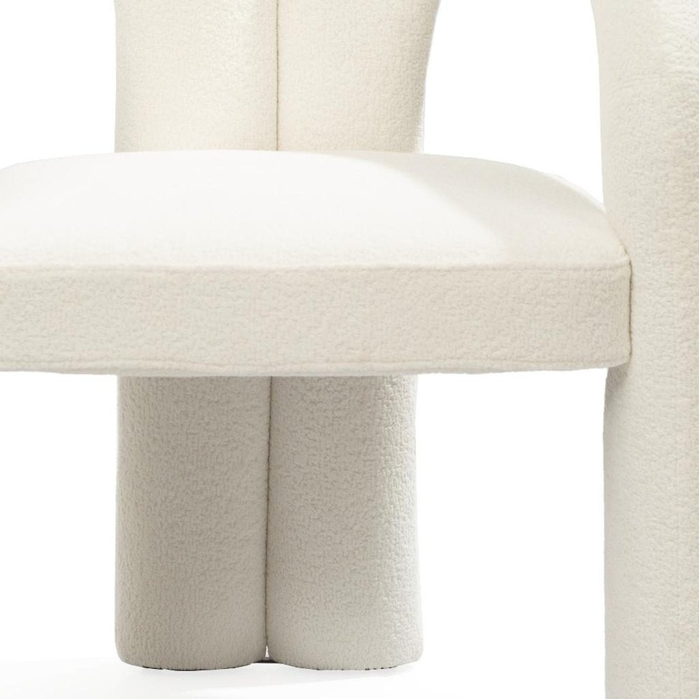 Dark Gray Boucle Partially Open Back Dining Arm Chair