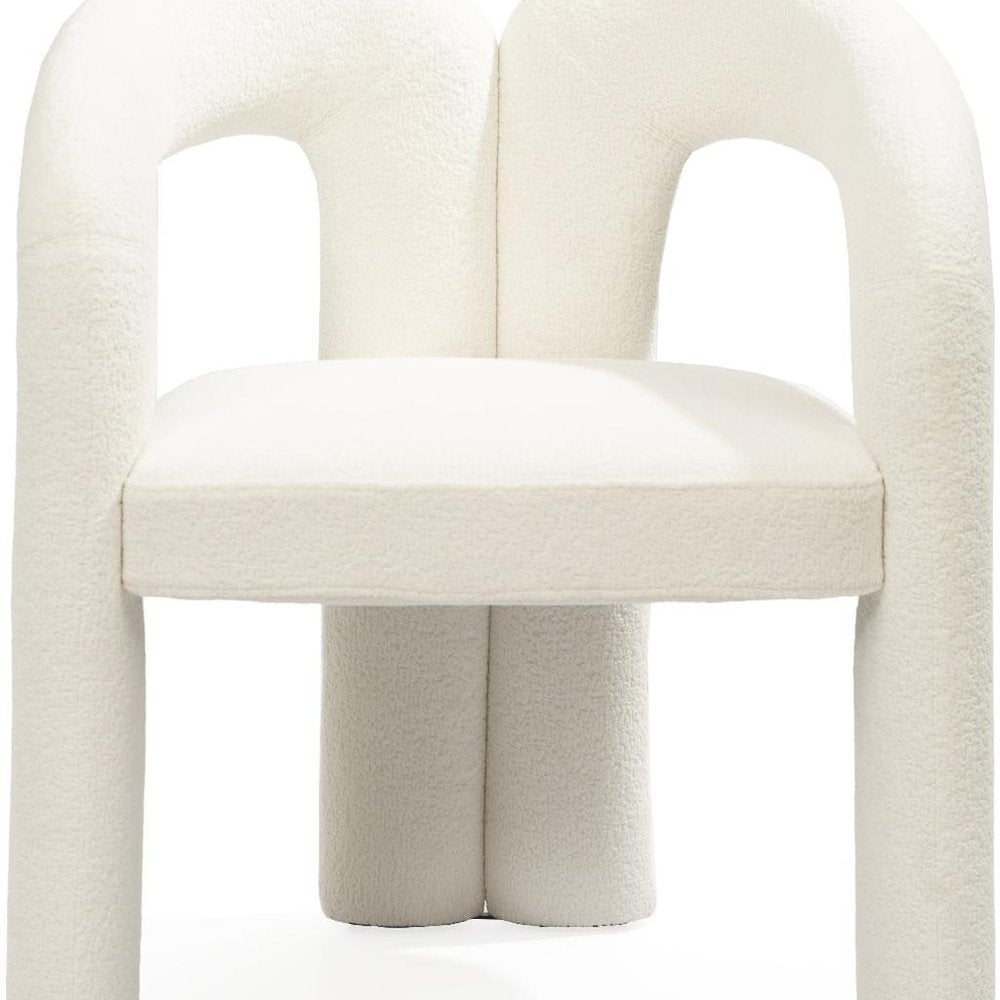 Dark Gray Boucle Partially Open Back Dining Arm Chair