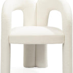 Dark Gray Boucle Partially Open Back Dining Arm Chair