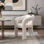 Dark Gray Boucle Partially Open Back Dining Arm Chair