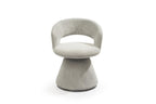 Dark Gray Boucle Partially Open Back Swivel Dining Arm Chair