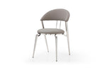 Set of Two Gray and Silver Faux Leather and Stainless Steel Open Back Dining Side Chairs