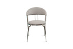 Set of Two Gray and Silver Faux Leather and Stainless Steel Open Back Dining Side Chairs