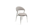 Set of Two Gray and Silver Faux Leather and Stainless Steel Open Back Dining Side Chairs