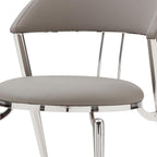 Set of Two Gray and Silver Faux Leather and Stainless Steel Open Back Dining Side Chairs