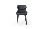 Gray and Black Upholstered Faux Leather Dining Side Chair