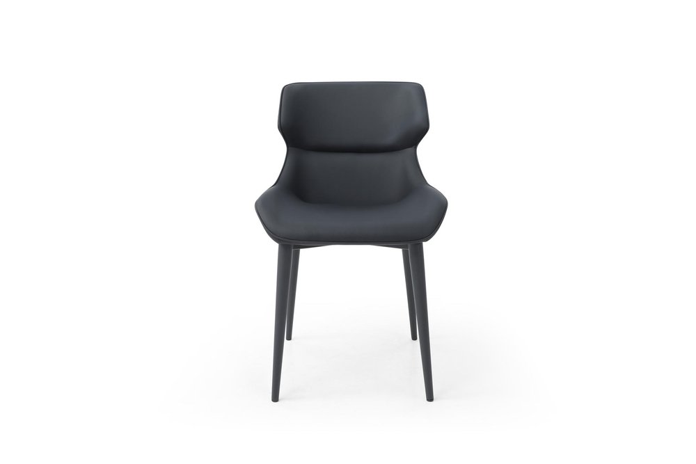 Gray and Black Upholstered Faux Leather Dining Side Chair