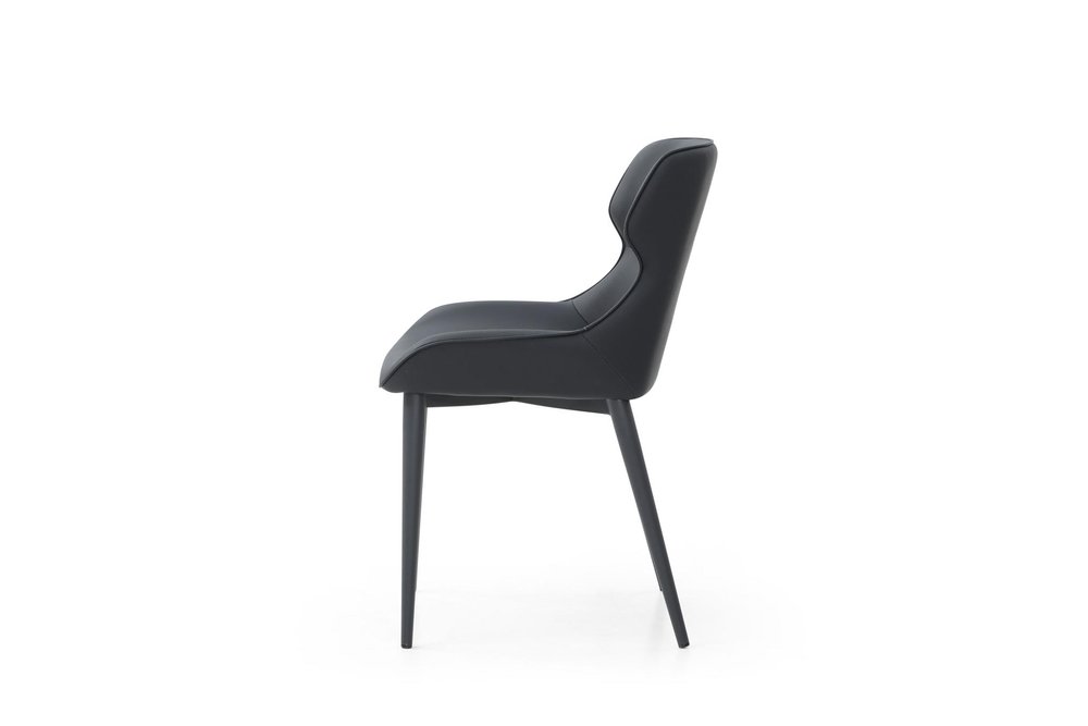 Gray and Black Upholstered Faux Leather Dining Side Chair