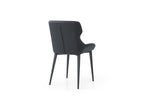 Gray and Black Upholstered Faux Leather Dining Side Chair