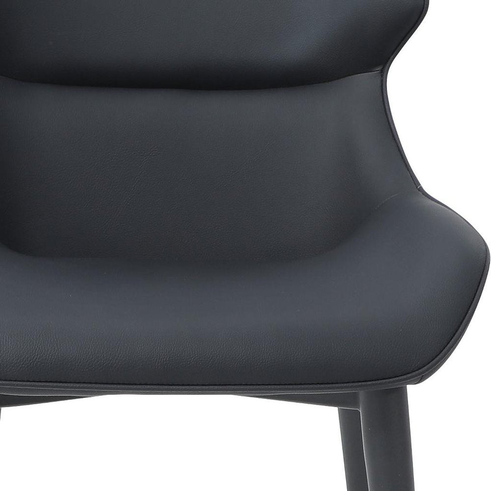 Gray and Black Upholstered Faux Leather Dining Side Chair