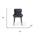 Gray and Black Upholstered Faux Leather Dining Side Chair