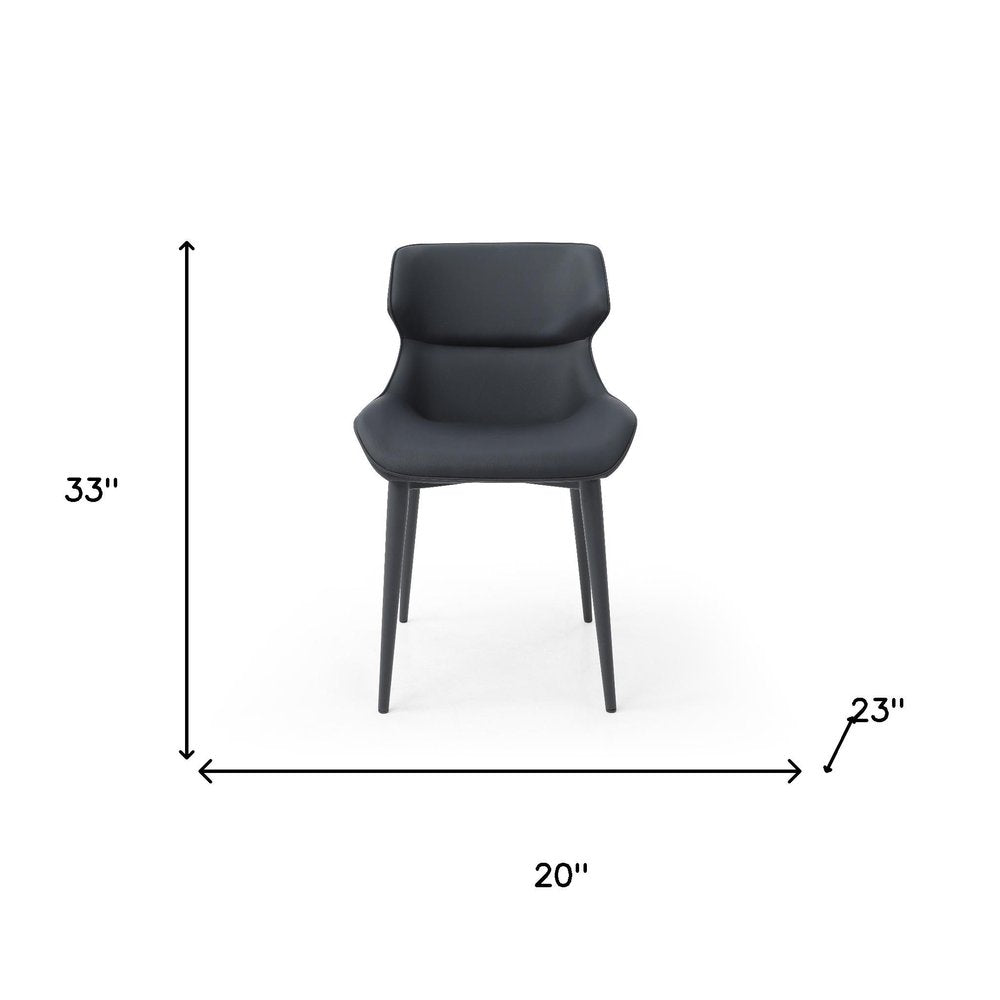 Gray and Black Upholstered Faux Leather Dining Side Chair