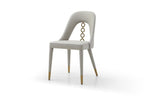 Set of Two Gray Upholstered Faux Leather Dining Side Chairs