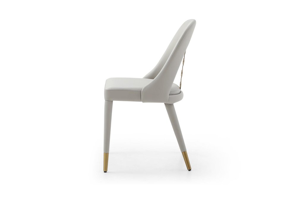 Set of Two Gray Upholstered Faux Leather Dining Side Chairs