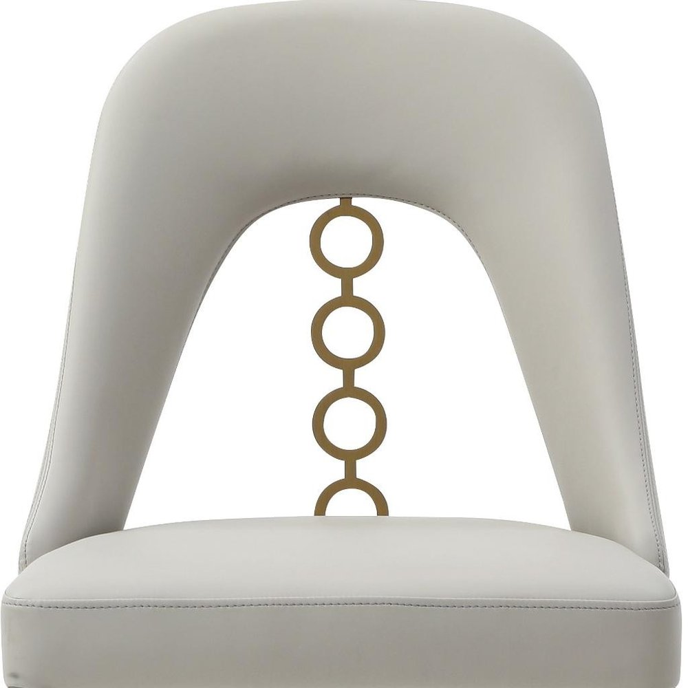 Set of Two Gray Upholstered Faux Leather Dining Side Chairs