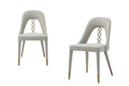 Set of Two Gray Upholstered Faux Leather Dining Side Chairs