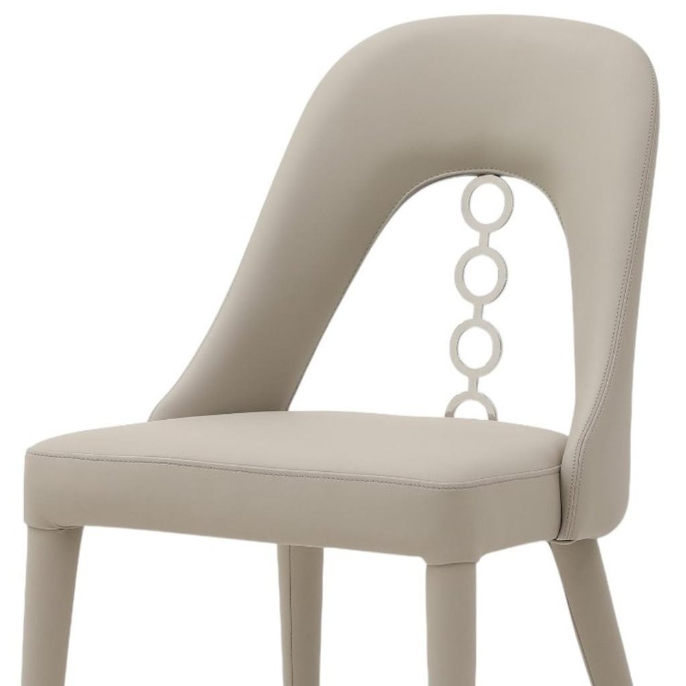 Set of Two Gray and Silver Faux Leather and Stainless Steel Dining Side Chairs