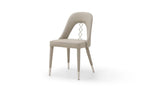 Set of Two Gray and Silver Faux Leather and Stainless Steel Dining Side Chairs