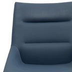 Set of Two Navy Blue and Black Faux Leather and Metal Dining Side Chairs