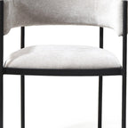 Set of Two Light Gray and Black Fabric and Steel Open Back Dining Arm Chairs