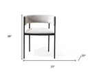 Set of Two Light Gray and Black Fabric and Steel Open Back Dining Arm Chairs