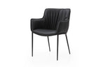 Black Faux Leather and Steel Dining Arm Chair