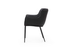 Black Faux Leather and Steel Dining Arm Chair