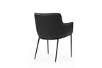 Black Faux Leather and Steel Dining Arm Chair