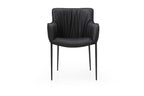 Black Faux Leather and Steel Dining Arm Chair