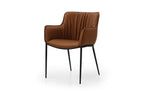 Black Faux Leather and Steel Dining Arm Chair