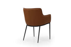 Black Faux Leather and Steel Dining Arm Chair