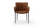 Black Faux Leather and Steel Dining Arm Chair