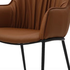 Black Faux Leather and Steel Dining Arm Chair