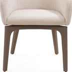 Taupe and Brown Boucle And Faux Leather Dining Arm Chair