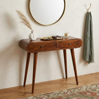 35" Chestnut Solid Wood Console Table With Two Drawers