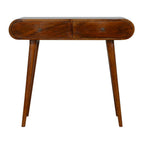 35" Chestnut Solid Wood Console Table With Two Drawers