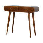 35" Chestnut Solid Wood Console Table With Two Drawers
