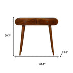 35" Chestnut Solid Wood Console Table With Two Drawers
