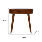 32" Chestnut Solid Wood Oval Console Table With Drawer