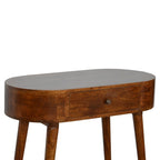 32" Chestnut Solid Wood Oval Console Table With Drawer
