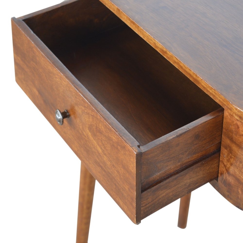 32" Chestnut Solid Wood Oval Console Table With Drawer