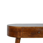 32" Chestnut Solid Wood Oval Console Table With Drawer