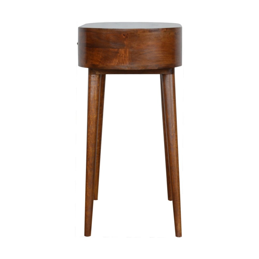 32" Chestnut Solid Wood Oval Console Table With Drawer