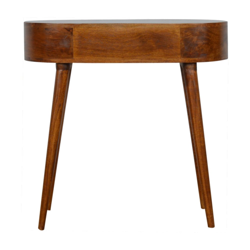 32" Chestnut Solid Wood Oval Console Table With Drawer